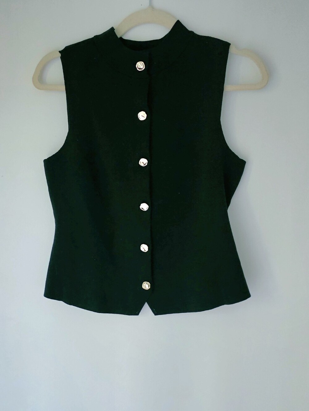Scoop Black Mock Neck Button Up Knit Sweater Vest Size M